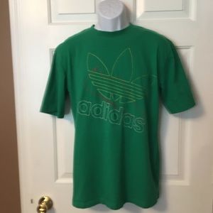Rare Adidas Green Trefoil T Shirt Embroidered